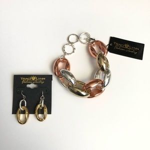 Traci Lynn Tri Tone Spring Fashion Jewelry Set